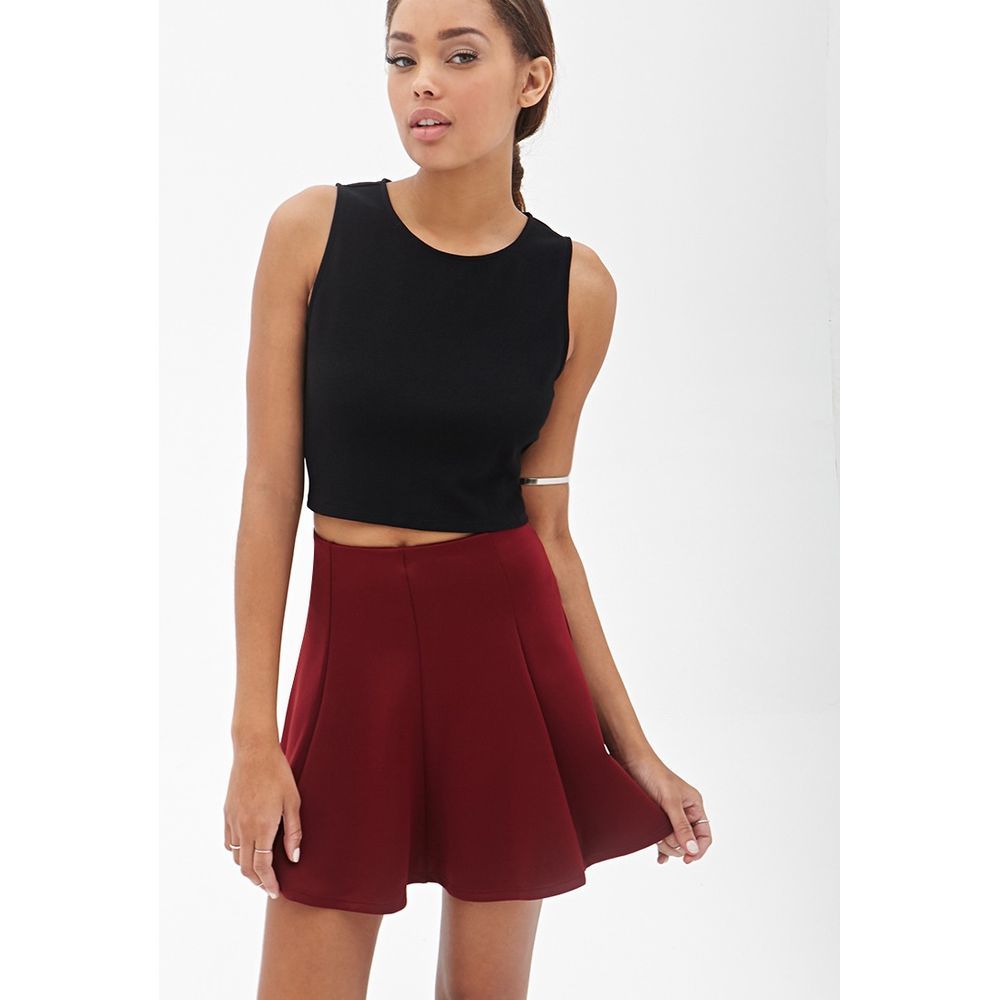 F21 Zippered Black Sleeveless Crop Top Small